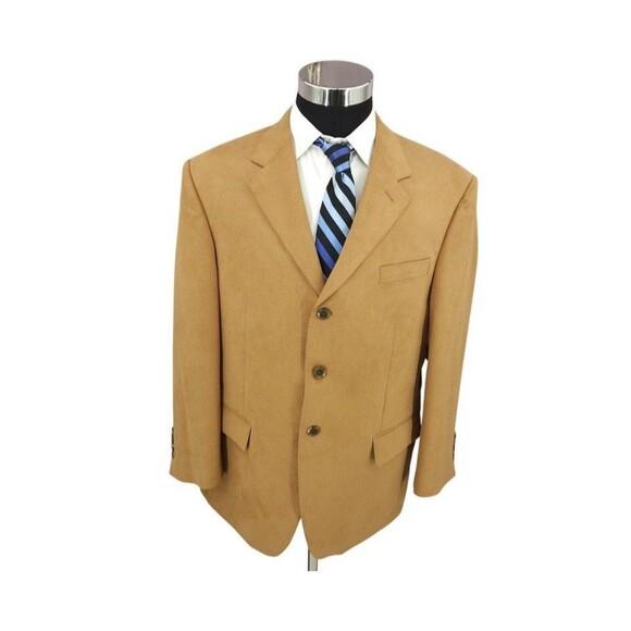 Andrew Fezza Faux Suede Blazer Jacket Men’s 44R Brown Sports Coat 3 Buttons